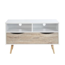 Meuble tv BELA blanc et effet chêne 90cm