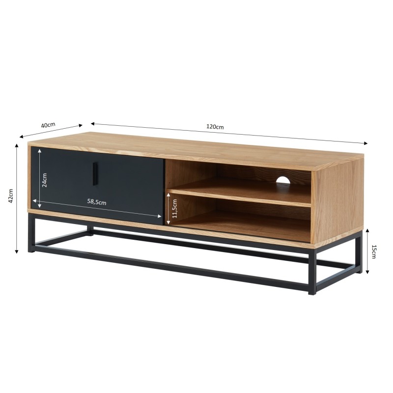 Meuble tv BRIXTON placage frêne 120cm