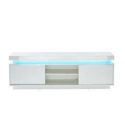 Meuble tv à led ULYSSE laqué blanc brillant 150cm