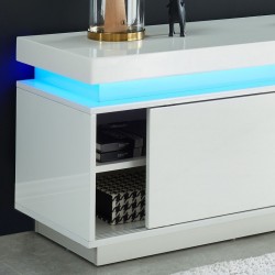 Meuble tv à led ULYSSE laqué blanc brillant 150cm