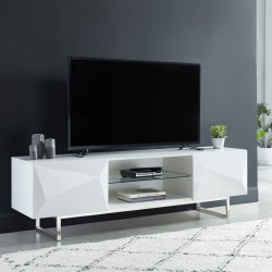 Meuble tv GEME laqué blanc brillant 160cm