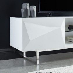 Meuble tv GEME laqué blanc brillant 160cm