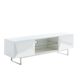 Meuble tv GEME laqué blanc brillant 160cm