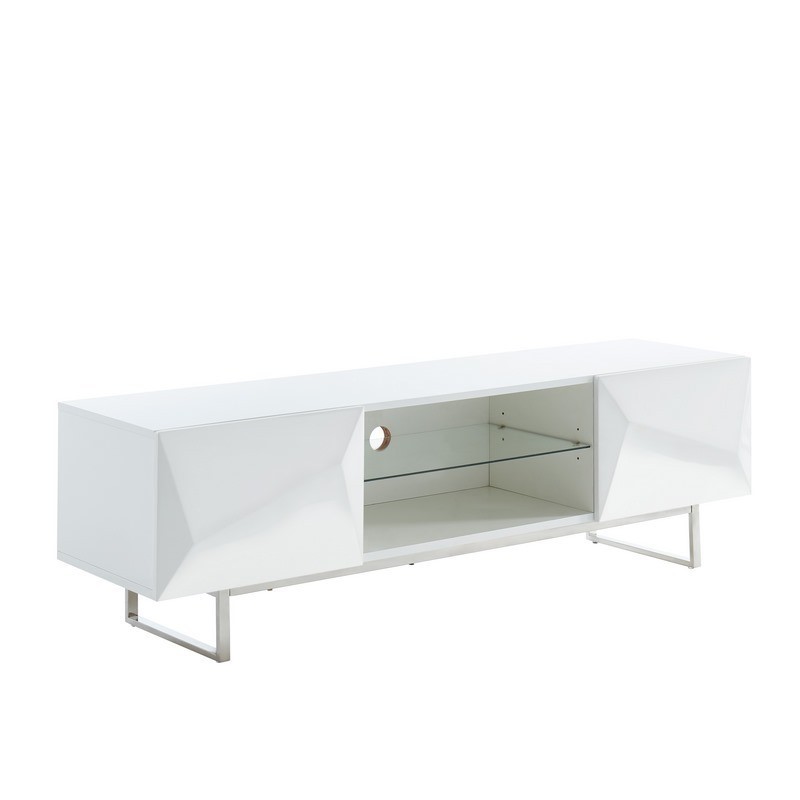 Meuble tv GEME laqué blanc brillant 160cm
