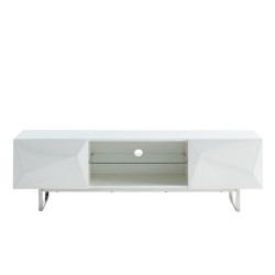 Meuble tv GEME laqué blanc brillant 160cm