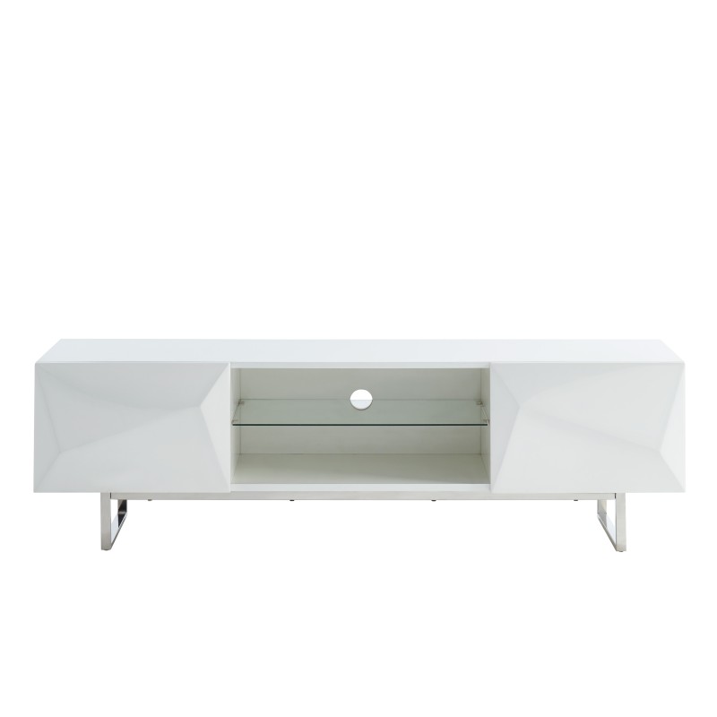 Meuble tv GEME laqué blanc brillant 160cm