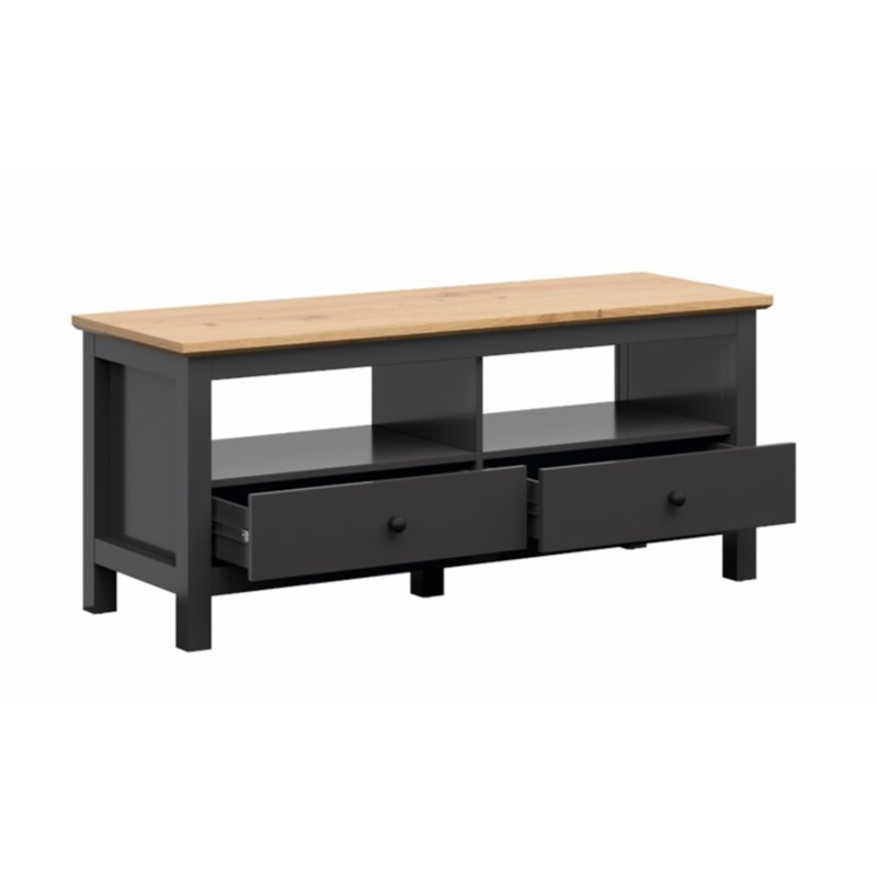 Meuble TV HESEN effet chêne et anthracite 137cm
