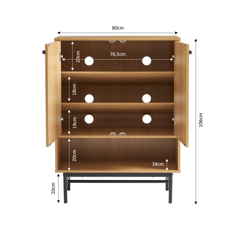 Meubles à chaussures JAMES effet chêne 80cm