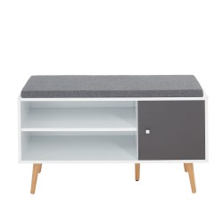 Banc à chaussures ADELE gris anthracite et blanc 95cm