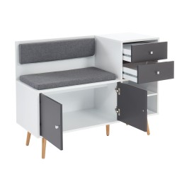 Banc à chaussures ADELE gris anthracite et blanc 106,5cm