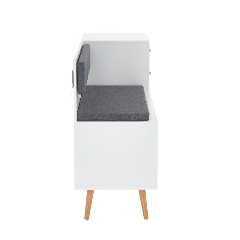 Banc à chaussures ADELE gris anthracite et blanc 106,5cm