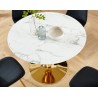 Table à manger MONIKA verre effet marbre 110cm pied doré