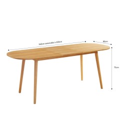 Table extensible MARCEL placage chêne 160 à 200cm