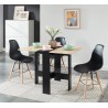 Table pliable JUNO noir et effet chêne 104cm