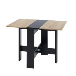 Table pliable JUNO noir et effet chêne 104cm