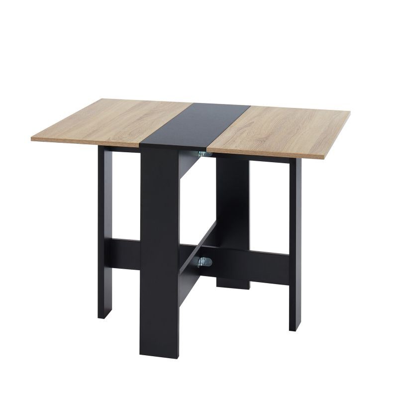 Table pliable JUNO noir et effet chêne 104cm