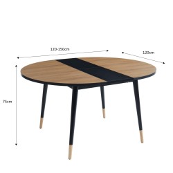 Table extensible CAVALLO effet chêne 120 à 150cm