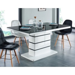 Table à manger LUCIA laqué blanc brillant 150cm