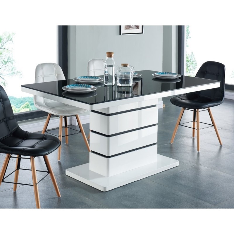 Table à manger LUCIA laqué blanc brillant 150cm