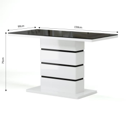 Table à manger LUCIA laqué blanc brillant 150cm