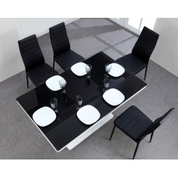 Table à manger LUCIA laqué blanc brillant 150cm