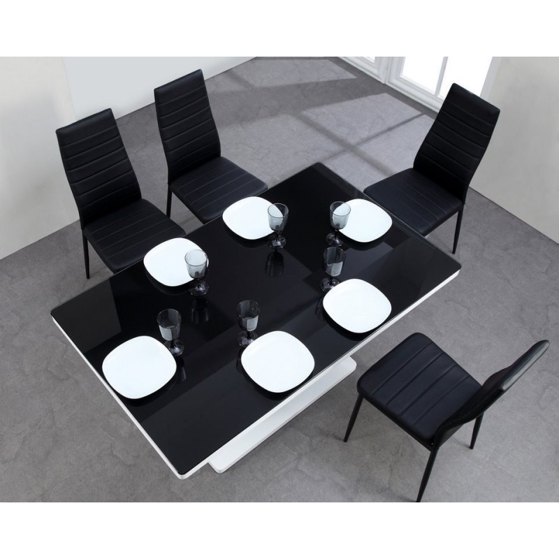 Table à manger LUCIA laqué blanc brillant 150cm