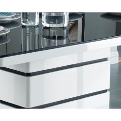 Table à manger LUCIA laqué blanc brillant 150cm