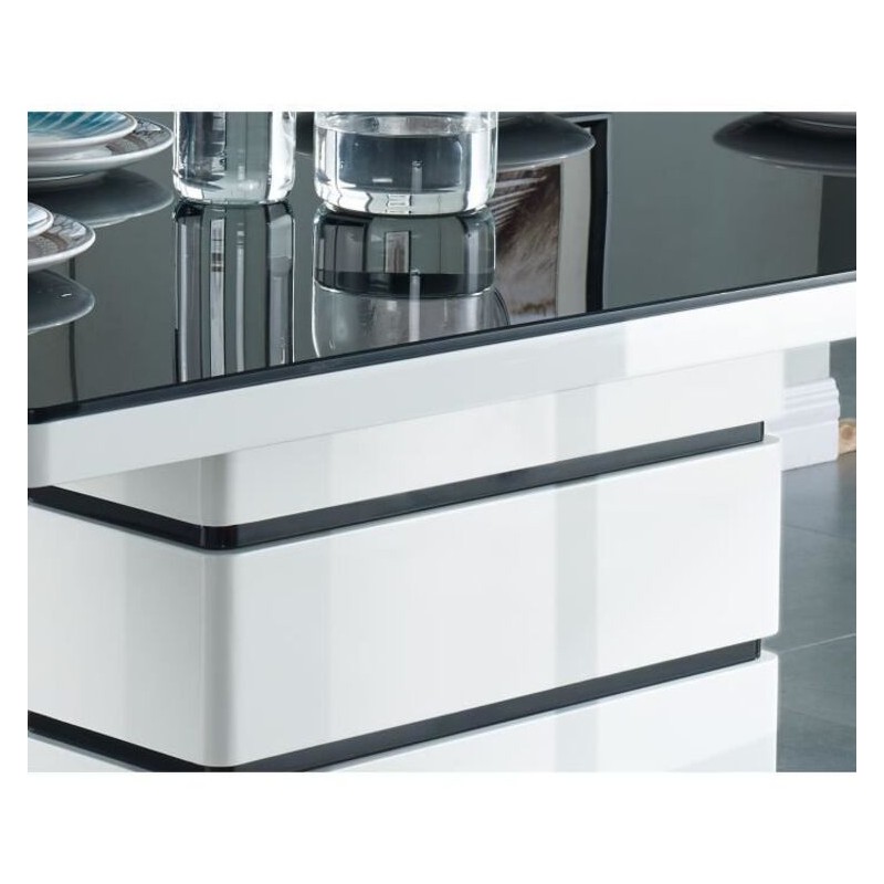 Table à manger LUCIA laqué blanc brillant 150cm