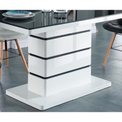 Table à manger LUCIA laqué blanc brillant 150cm