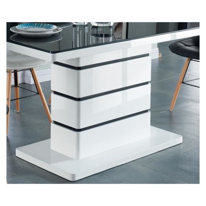 Table à manger LUCIA laqué blanc brillant 150cm