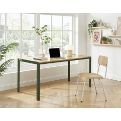 Table à manger PANTONE métal kaki et effet bois 160cm