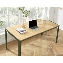 Table à manger PANTONE métal kaki et effet bois 160cm