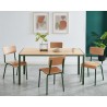 Table à manger PANTONE métal kaki et effet bois 160cm