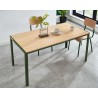 Table à manger PANTONE métal kaki et effet bois 160cm
