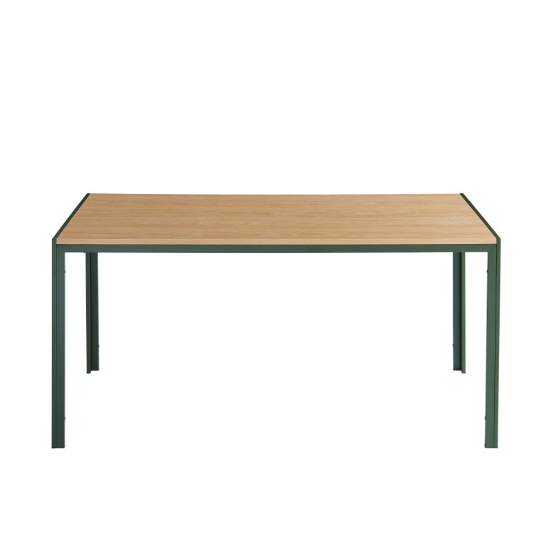 Table à manger PANTONE métal kaki et effet bois 160cm