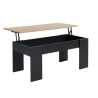 Table basse SIMON noir et effet chêne plateau relevable 100cm