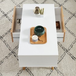 Table basse UTAH coloris blanc et effet bois