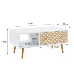 Table basse UTAH coloris blanc et effet bois