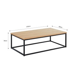 Table basse BRIXTON Bois et Métal Noir L110cm