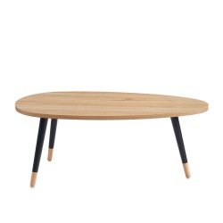 Table basse ORGANIC effet chêne pieds noirs 88cm