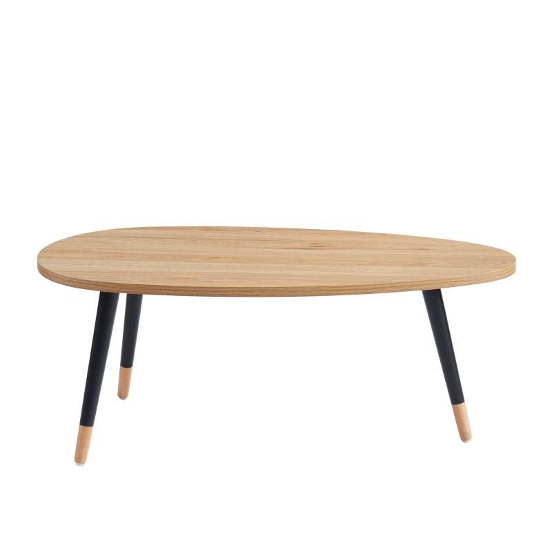 Table basse ORGANIC effet chêne pieds noirs 88cm