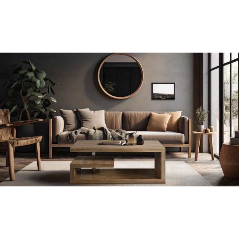 Table basse GLIMP effet chêne foncé 120cm