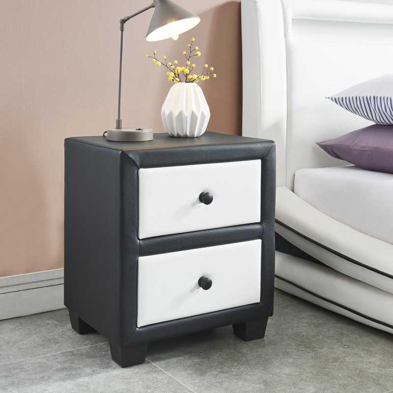 Table de chevet SOLAR noir et blanc 46cm