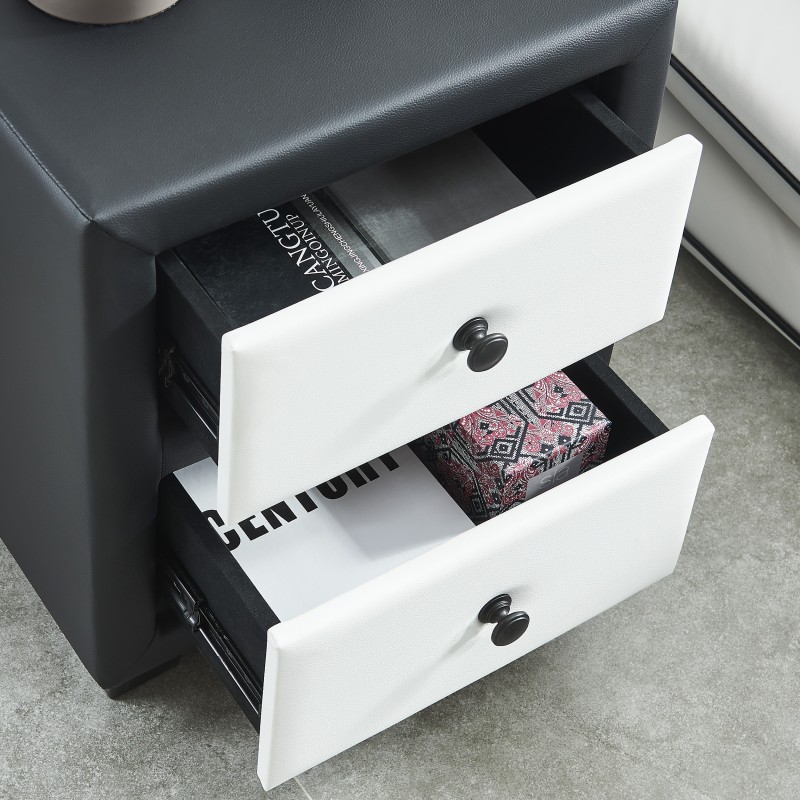 Table de chevet SOLAR noir et blanc 46cm