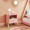 Table de chevet TIPI  rose et pin massif 46cm