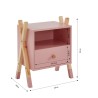 Table de chevet TIPI  rose et pin massif 46cm