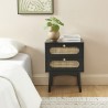 Table de chevet ANATOLE noir et cannage rotin 40cm