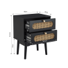 Table de chevet ANATOLE noir et cannage rotin 40cm
