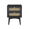 Table de chevet ANATOLE noir et cannage rotin 40cm