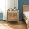 Table de chevet PABLO bleu et cannage rotin 40cm